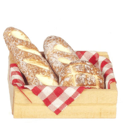 Dollhouse Miniature Bread in a Crate - Little Shop of Miniatures