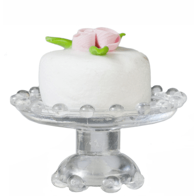 White Dollhouse Miniature Cake on a Stand - Little Shop of Miniatures