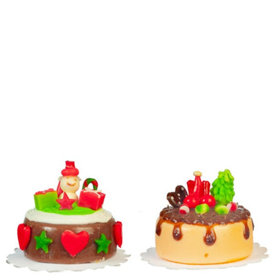 2 Dollhouse Miniature Christmas Cakes - Little Shop of Miniatures