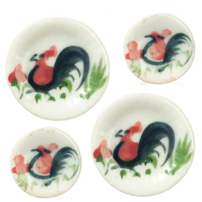 Dollhouse Miniature Chicken Ceramic Plates - Little Shop of Miniatures