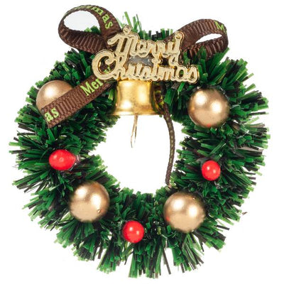 Dollhouse Miniature Christmas Wreath with Ornaments - Little Shop of Miniatures