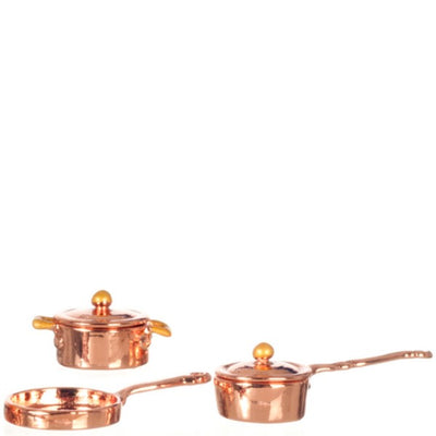 Copper Dollhouse Miniature Pots & Pans - Little Shop of Miniatures