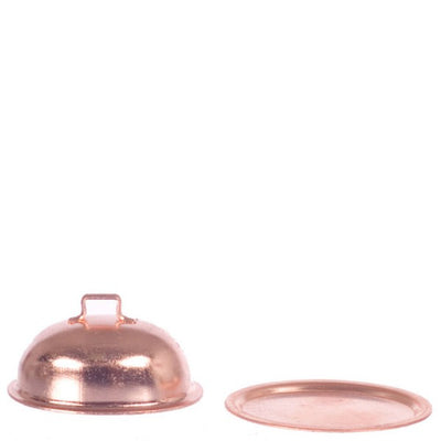 Copper Dollhouse Miniature Oval Plate with Lid - Little Shop of Miniatures