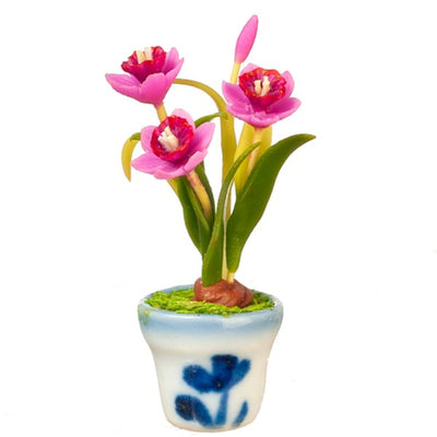 Mauve Dollhouse Miniature Daffodils in a Pot - Little Shop of Miniatures