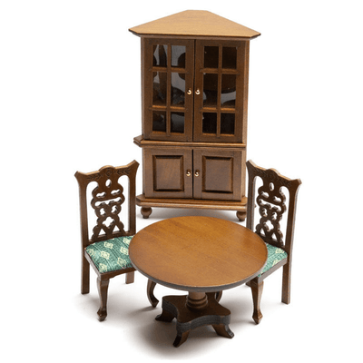 4-Piece Walnut Dollhouse Miniature Dining Set - Little Shop of Miniatures