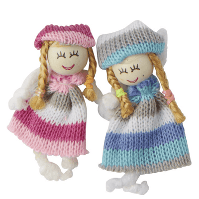 Dollhouse Miniature Dolls in Knit Dresses - Little Shop of Miniatures