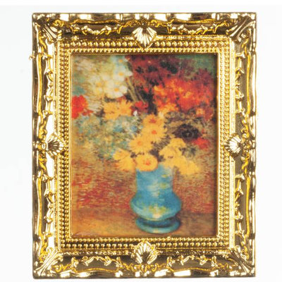 Dollhouse Miniature Flower Painting in Gold Frame - Little Shop of Miniatures