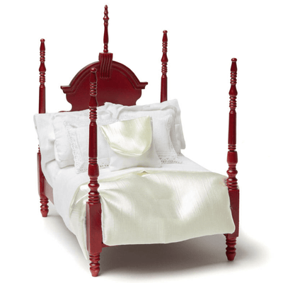 Mahogany Dollhouse Miniature Four-Poster Bed - Little Shop of Miniatures