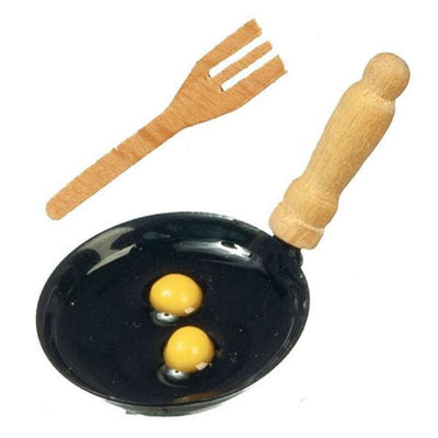 Dollhouse Miniature Frying Pan with Eggs - Little Shop of Miniatures