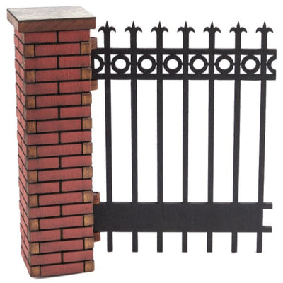 Dollhouse Miniature Single Gate with Brick Column - Little Shop of Miniatures