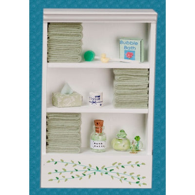 Dollhouse Miniature Green Accented Bath Cabinet - Little Shop of Miniatures