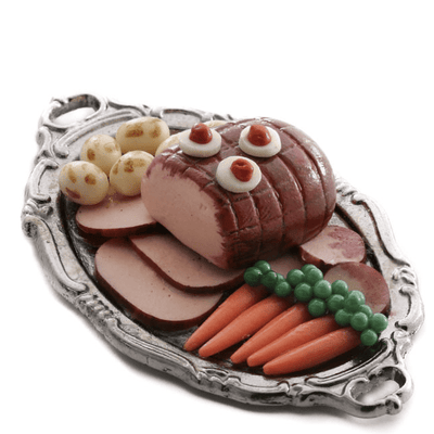 Dollhouse Miniature Ham Dinner - Little Shop of Miniatures