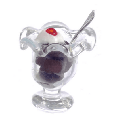 Dollhouse Miniature Chocolate Ice Cream Sundae - Little Shop of Miniatures
