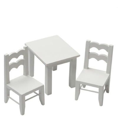 White Dollhouse Miniature Children's Table & Chairs - Little Shop of Miniatures