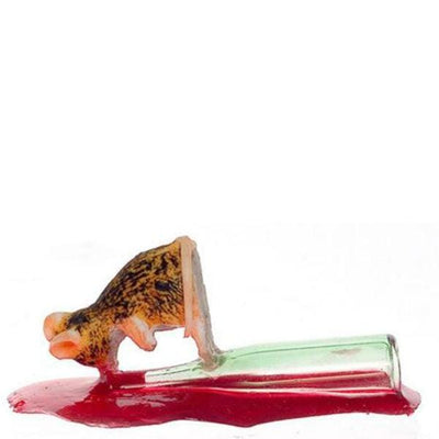 Dollhouse Miniature Mouse Drinking Wine - Little Shop of Miniatures