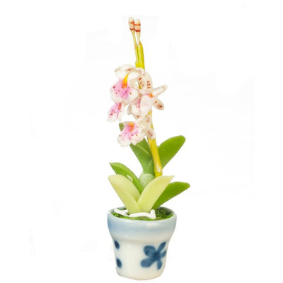 White Dollhouse Miniature Oncidium Orchid In A Pot - Little Shop of Miniatures