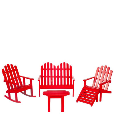 Dollhouse Miniature Red Adirondack Chair Set - Little Shop of Miniatures
