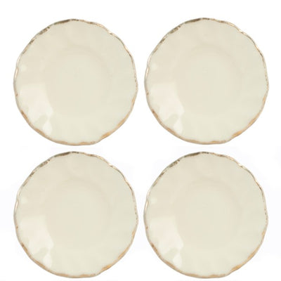 4 White with Gold Edge Dollhouse Miniature Plates - Little Shop of Miniatures