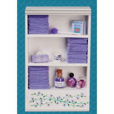 Dollhouse Miniature Purple Accented Bath Cabinet - Little Shop of Miniatures