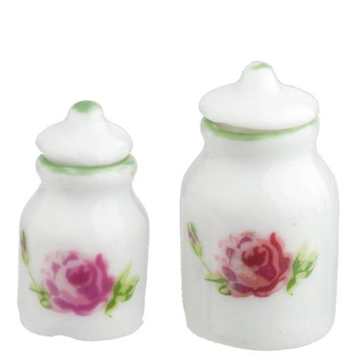 2 Dollhouse Miniature Rose Jars - Little Shop of Miniatures