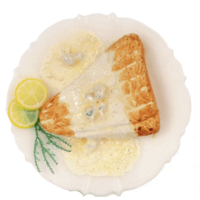 Dollhouse Miniature Salmon with White Sauce - Little Shop of Miniatures