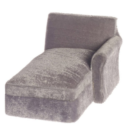 Gray Dollhouse Miniature Sectional Sofa Chaise with Arm on the Left - Little Shop of Miniatures