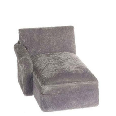 Gray Dollhouse Miniature Sectional Sofa Chaise with Arm on the Right - Little Shop of Miniatures