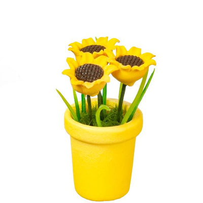 Dollhouse Miniature Sunflowers in a Yellow Pot - Little Shop of Miniatures