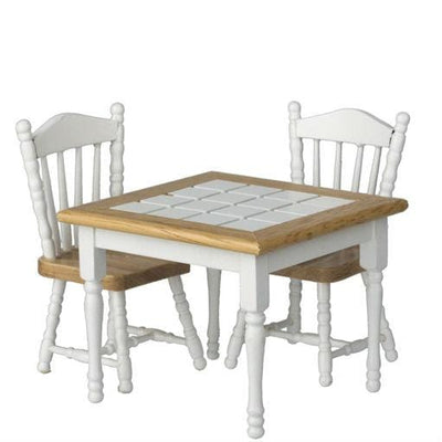 White Oak Dollhouse Miniature Table & Chair Set - Little Shop of Miniatures