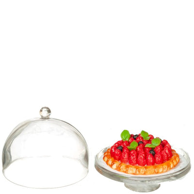 Dollhouse Miniature Cake Stand with Mixed Fruit Tart - Little Shop of Miniatures