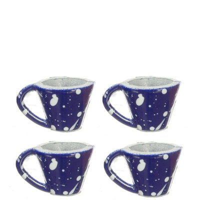 Blue Spatter Dollhouse Miniature Cups - Little Shop of Miniatures