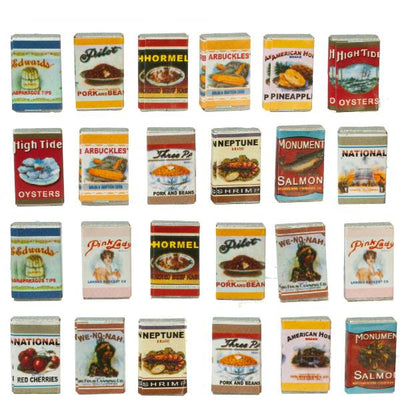 24 Dollhouse Miniature Grocery Tin Cans - Little Shop of Miniatures