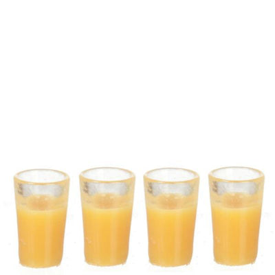 4 Glasses of Dollhouse Miniature Orange Juice - Little Shop of Miniatures