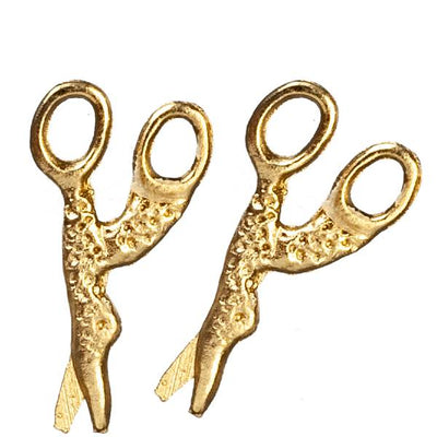 2 Gold Dollhouse Miniature Scissors - Little Shop of Miniatures