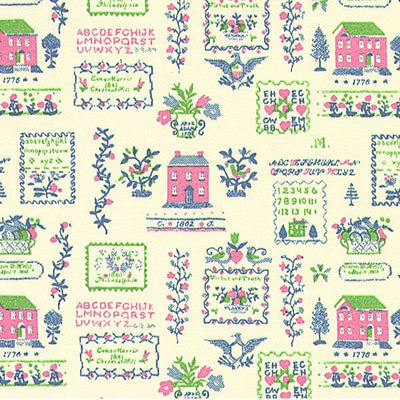 Green & Pink Graphic Dollhouse Wallpaper - Little Shop of Miniatures
