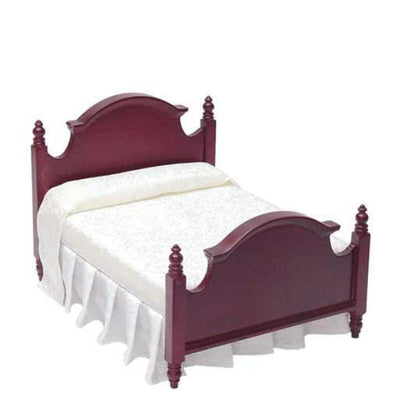Classic Mahogany Dollhouse Miniature Double Bed - Little Shop of Miniatures