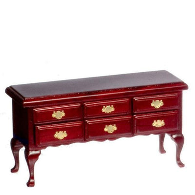 6-Drawer Mahogany Dollhouse Miniature Console Table - Little Shop of Miniatures