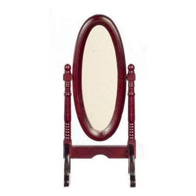 Mahogany Dollhouse Miniature Oval Standing Mirror - Little Shop of Miniatures