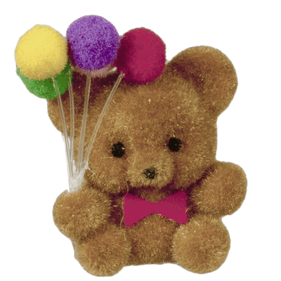 Miniature Flocked Bear with Balloons - Little Shop of Miniatures