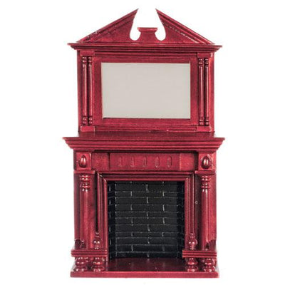 Mahogany Dollhouse Miniature Fireplace with Mirror - Little Shop of Miniatures