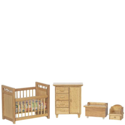 Oak Dollhouse Miniature Nursery Set - Little Shop of Miniatures