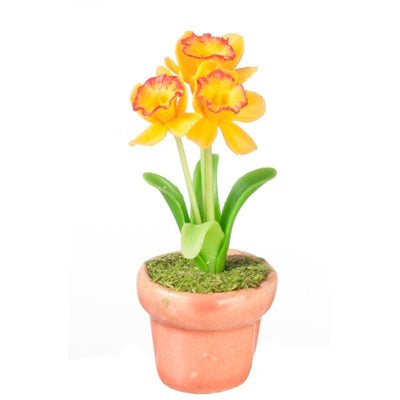 Peach Dollhouse Miniature Daffodils in a Pot - Little Shop of Miniatures