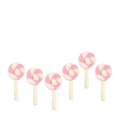 Pink & White Dollhouse Miniature Lollipops - Little Shop of Miniatures