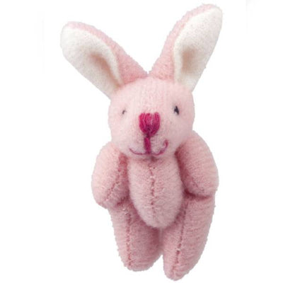 Pink Dollhouse Miniature Stuffed Rabbit - Little Shop of Miniatures