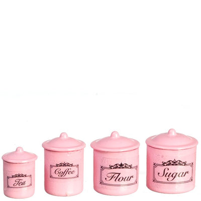 Pink Dollhouse Miniature Canister Set - Little Shop of Miniatures