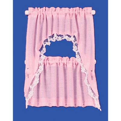 Pink Dollhouse Miniatures Ruffled Cafe Set Curtains - Little Shop of Miniatures