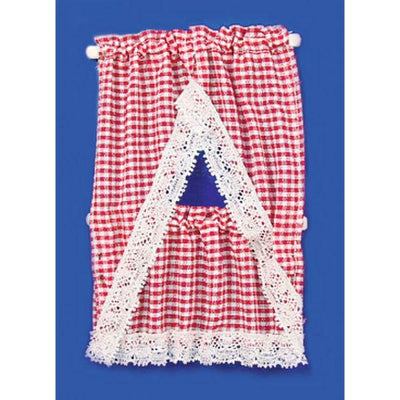 Red Gingham Dollhouse Kitchen Curtains - Little Shop of Miniatures