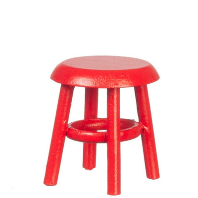 Small Red Dollhouse Miniature Stool - Little Shop of Miniatures