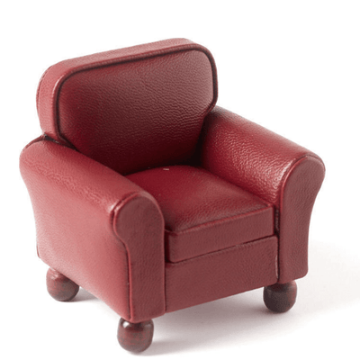 Red Leather Dollhouse Miniature Armchair - Little Shop of Miniatures