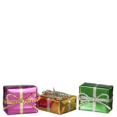 3 Shiny Wrapped Dollhouse Miniature Gifts - Little Shop of Miniatures